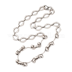 Vintage 304 Stainless Steel Rhombus Link Mixed Chain Necklaces&nbsp;NJEW-C115-08AS