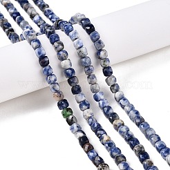 天然ブルースポットジャスパービーズ連売り  多面カット  キューブ  4~5x4~5x4~5mm  穴：0.8mm  約92~105個/連  14.96~15.35インチ（38~39cm）&nbsp;G-N342-113