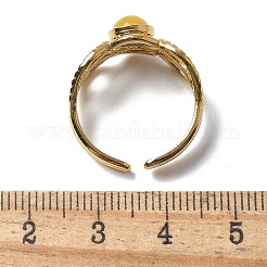 丸い天然混合石の指輪  304ステンレススチールカフリング  18KGP本金メッキ  イオンプレーティング（ip）  3~9.5mm  内径: 調節可能  12個/セット&nbsp;RJEW-C119-02G