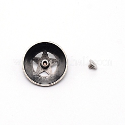 1穴合金装飾リベット  ネジ付き  スターとフラットラウンド  diy シャツ  ジーンズと洋服 ハンドクラフト ガーメント アクセサリー  プラチナ  28.6x6mm  穴：2.5mm&nbsp;PALLOY-WH0092-15P