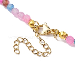 Faceted Round Natural Agate(Dyed & Heated) Beaded Necklaces for Women&nbsp;NJEW-JN04659-05