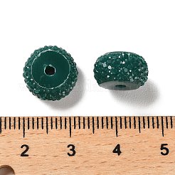オペーク樹脂ビーズ  テクスチャーロンデル  ティール  12x7mm  穴：2.5mm&nbsp;RESI-B020-07J
