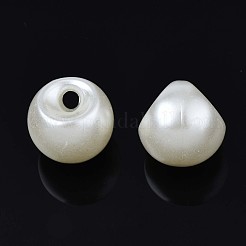 アクリル模造パールチャーム  ティアドロップ  鈴丸ビーズ  乳白色  11.5x11.5x11.5mm  穴：2mm  約600個/500g&nbsp;OACR-N134-002A-01