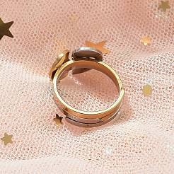 304ステンレススチールカフリング  女性のためのジュエリー  ハート  ゴールデン·ステンレス鋼色  調整可能  ハート：14x8.5mm  2個/セット&nbsp;RJEW-K287-04C
