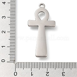 変色防止304ステンレススチールペンダント  アンククロスチャーム  ステンレス鋼色  37x18x3mm  穴：2.5mm&nbsp;STAS-P369-11P