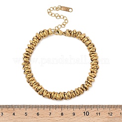 女性用304ステンレススチールリングリンクチェーンブレスレット  18KGP本金メッキ  7-1/8インチ（18cm）&nbsp;BJEW-Z084-01G