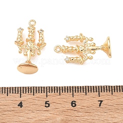 真鍮マイクロパヴェクリアキュービックジルコニアペンダント  キャンドルチャーム  18KGP本金メッキ  22x12x7.5mm  穴：1.5mm&nbsp;KK-K351-75G