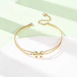 Bowknot 304 Stainless Steel & Rhinestone Cuff Bangles for Women&nbsp;BJEW-Z176-02G