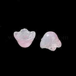 スプレー塗り透明ガラス・ビーズ  蓮  ミックスカラー  7.5x11x11.5mm  穴：1.2mm&nbsp;X-GLAA-D006-10