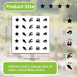 長方形のプラスチック製粘着レストランメニューラベルステッカー  混合図形  160x160mm  ステッカー：20x20mm  25pcs /シート  20枚/セット&nbsp;AJEW-WH20178-002