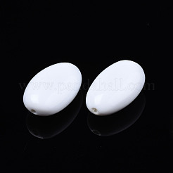 不透明なアクリルビーズ  オーバル  フローラルホワイト  30x19x11mm  穴：2mm  約115個/500g&nbsp;SACR-S068-15