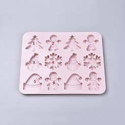 クリスマステーマ食品グレードシリコンモールド  フォンダン型  DIYケーキデコレーション用  チョコレート  キャンディ  UVレジン＆エポキシ樹脂ジュエリー作り  混合図形  ピンク  200x240x8mm  内径：52~61x46~58mm&nbsp;DIY-F047-01