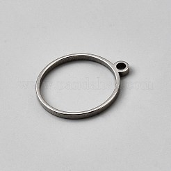 ステンレススチールペンダント  オープンバックベゼル  リング  ステンレス鋼色  25.5x22x2mm  穴：2.5mm  内径：20mm&nbsp;STAS-WH0017-061