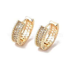 Brass Micro Pave Cubic Zirconia Hoop Earrings&nbsp;KK-CBACA55-01G