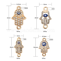 40Pcs 4 Style Alloy Rhinestone Links/Connectors&nbsp;ALRI-LS0001-01