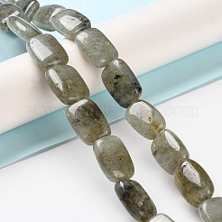 天然石ラブラドライトビーズ連売り  長方形  14~15x10~11x5~5.5mm  穴：1~1.2mm  約28個/連  16.02インチ（40.7cm）&nbsp;G-K357-D16-01