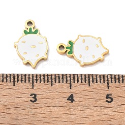 304ステンレススチールエナメルペンダント  大根のお守り  ゴールドカラー  14.5x9x1.5mm  穴：1.4mm&nbsp;SA-CBA03F8-05G