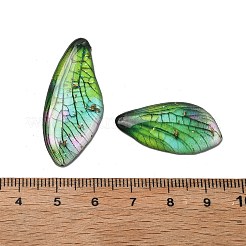 透明エポキシ樹脂製蝶の羽ペンダント4個  金箔＆グリッターパウダー入り  ライムグリーン  29.5~40x15~17x2~2.5mm  穴：1.1mm&nbsp;X-RESI-C057-04D