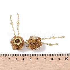 Handmade Flower Polymer Clay Rhinestone Tassel Dangle Beads&nbsp;CLAY-H003-02G-01