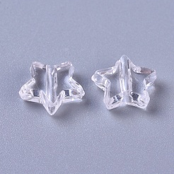 透明なアクリルビーズ  スター  透明  9.5x9.5x3.5mm  穴：0.5mm&nbsp;X-SACR-WH0002-07K