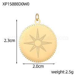 Flat Round Charms 304 Stainless Steel Pendants&nbsp;STAS-OY004-50G