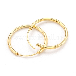 925スターリングシルバーフープピアス  リング  ゴールドカラー  24x1.7mm  ピン：0.6mm&nbsp;EJEW-H110-02G-B