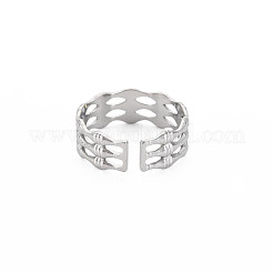 変色しない304ステンレススチール製竹型オープンカフリング女性用  ステンレス鋼色  usサイズ8（18.1mm）&nbsp;RJEW-S405-201P