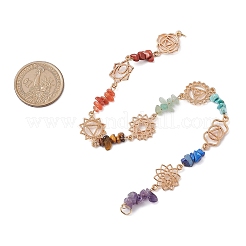 Chakra Natural Red Jasper & Howlite & Tiger Eye & Carnelian & Green Aventurine & Lapis Lazuli & Amethyst Connector Charms&nbsp;FIND-JF00141-01