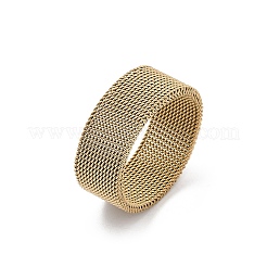 201 ステンレススチール指輪  ユニセックスのワイドバンドリング  イオンプレーティング（ip）  ゴールドカラー  10mm  内径：23mm&nbsp;RJEW-H242-01E-G