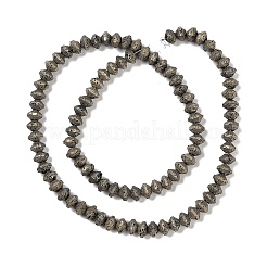 電気メッキされた天然溶岩岩ビーズ連売り  ロンデル  ソーサービーズ  グレーメッキ  6x4mm  穴：1mm  約94個/連  15.94''（40.5センチメートル）&nbsp;G-A234-F02-01H