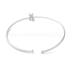 Rack Plating Brass Micro Pave Clear Cubic Zirconia Letter Open Cuff Bangles&nbsp;BJEW-A018-01P-X