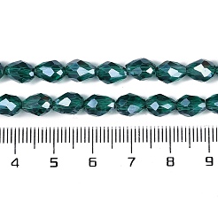 透明電気メッキガラスビーズ連売り  ABカラーメッキ  多面カット  ティアドロップ  ティール  5~6x4mm  穴：0.9mm  約65~67個/連  15.35~16.4''（39~41センチメートル）&nbsp;EGLA-N013-T4mm-B24