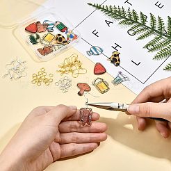 DIYピアス作り  エポキシ樹脂ペンダント付き  真鍮製のオープン丸カンとピアスフック付き  ミックスカラー  ペンダント：20個/箱&nbsp;DIY-FH0003-10