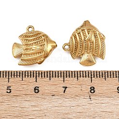 304ステンレスペンダント  イオンプレーティング（ip）  18KGP本金メッキ  魚  15.5x17x6mm  穴：1.2mm&nbsp;STAS-A132-06H-G
