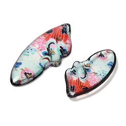 4個4スタイル透明エポキシ樹脂ペンダント  ウイング  スパンコールと金箔付き  レッド  29~39x14〜X 2.5mm  穴：1mm&nbsp;RESI-B032-03A