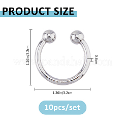 U字型亜鉛合金ビキニクリップバックル10個  水着のフロント留め具用  プラチナ  32x32x8mm&nbsp;FIND-FH0017-06A-P