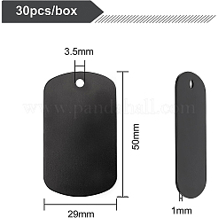 アルミ製ビッグサイズペンダント  ペットタグ  角が丸い長方形  ブラック  50x29x1mm  穴：3.5mm  30個/箱&nbsp;ALUM-BC0001-55