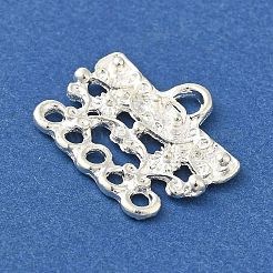 ラックメッキ合金シャンデリアコンポーネントリンク  長方形  銀  15.5x19x2.5mm  穴：3mm&nbsp;STAS-M016-08S
