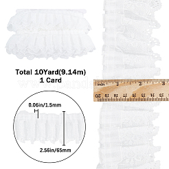 3層プリーツシフォンフラワーレーストリム  ジュエリー作り用ポリエステルリボン  服飾材料  ホワイト  2-1/2インチ（65mm）&nbsp;OCOR-GF0003-26B