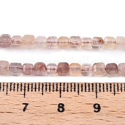 天然のバイオレットストロベリークォーツビーズの連  ファセットテーブルカットキューブ  3~3.5x3.5~4x3~3.5mm  穴：0.8mm  約92~111個/連  12.24~14.92''（31.1~37.3センチメートル）&nbsp;G-T138-213