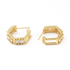 Clear Cubic Zirconia Hexagon Stud Earrings&nbsp;EJEW-C035-05G