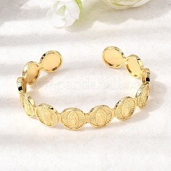 Religion Brass Open Cuff Bangles&nbsp;BJEW-K296-02B-G