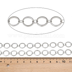 304ステンレススチールリングリンクチェーン  ハンダ付け  スプールで  ステンレス鋼色  10x1mm&nbsp;CHS-G044-05P