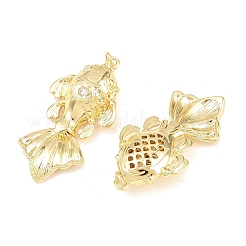 Brass Micro Pave Clear Cubic Zirconia Pendants&nbsp;KK-P353-15G-02