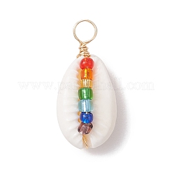 2Pcs 2 Colors Natural Shell Pendants&nbsp;PALLOY-JF02689