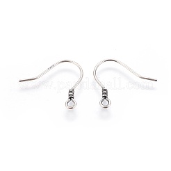 タイの純銀製のピアスフック  アンティークシルバー  14mm  穴：1.5mm  ピン：0.7mm&nbsp;LS-STER-G029-74AS