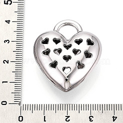 ラックメッキ中空合金ペンダント  ハートチャーム  カドミウムフリー＆鉛フリー  プラチナ  35x30x13.5mm  穴：7.5x8mm&nbsp;PALLOY-T095-16P