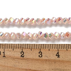 電気メッキガラスビーズセット  パール光沢メッキ  多面カット  双円錐形  桃パフ  4x4x3mm  穴：1mm  約149個/連  12.2~12.6''（31~32センチメートル）&nbsp;GLAA-Q105-04M