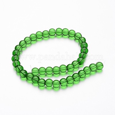 ガラスラウンドビーズ連売り  グリーン  10mm  穴：1mm  約32個/連  11インチ&nbsp;GLAA-I028-10mm-04-1
