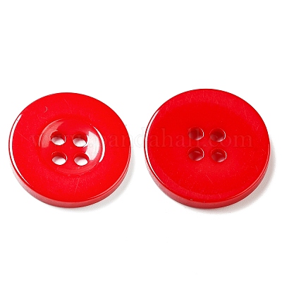 樹脂ボタン  染め  フラットラウンド  レッド  20x3mm&nbsp;RESI-D033-20mm-03-1